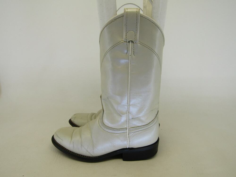 Laredo Womens Size 5.5 M Cream Leather Roper Cowboy Western Boots